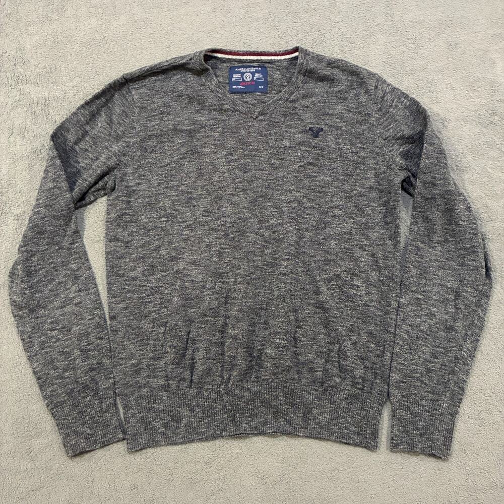 American Eagle Outfitters Gray Athletic Fit Pullover V Neck Sweater Men’s Size S